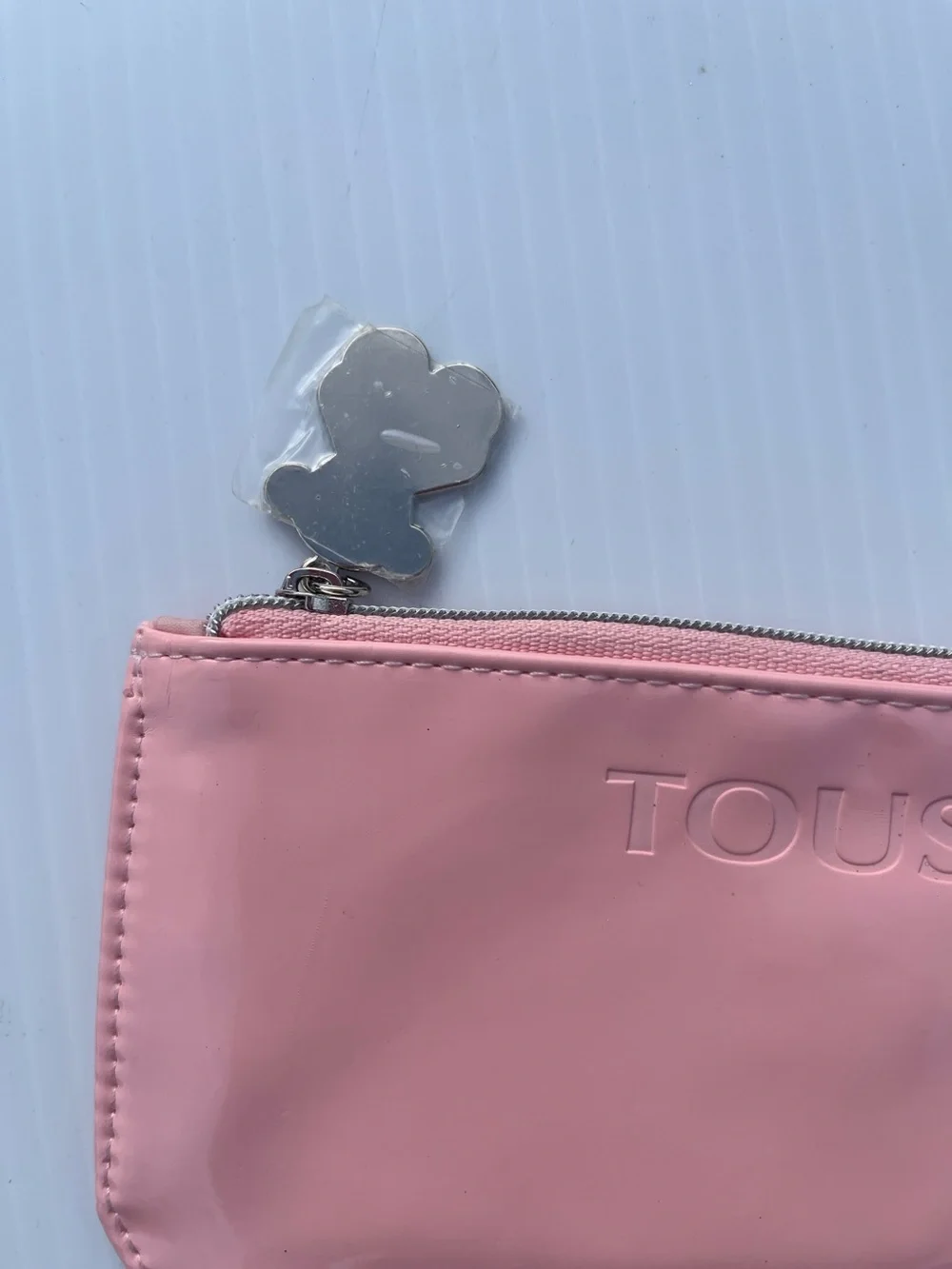 TOUS “Brenda”Pink Pouch with a prominent Silver Bear Charm nwot